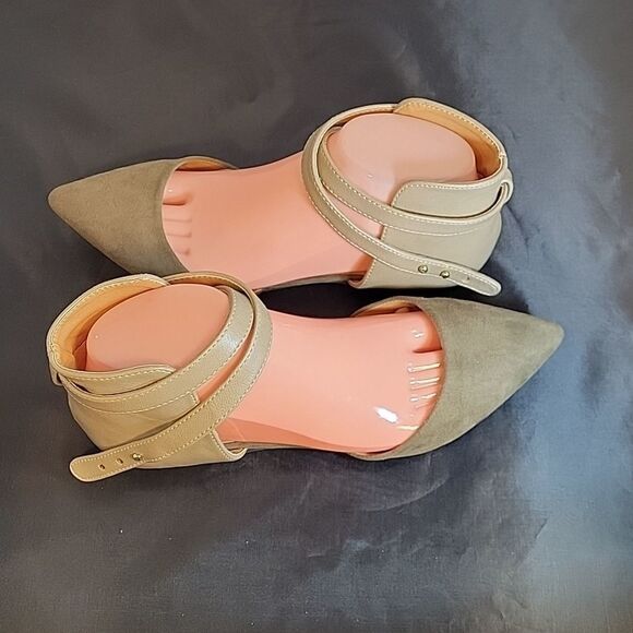 BRAND NEW CHARLOTTE RUSSE POINTED TOE CRISSCROSS STRAP D'ORSAY FLAT SUEDE SHOE - Picture 4 of 15